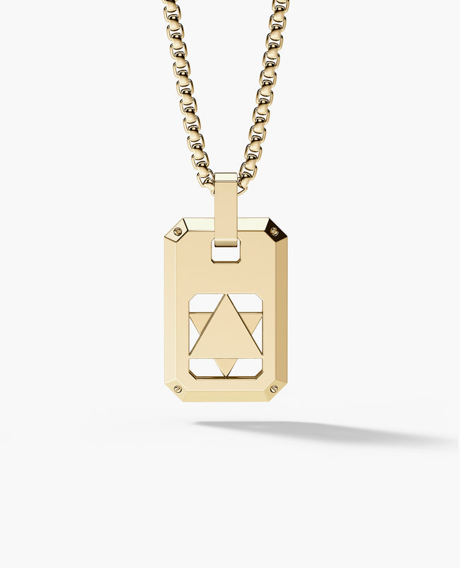 STAR OF DAVID Dog Tag Pendant in Gold