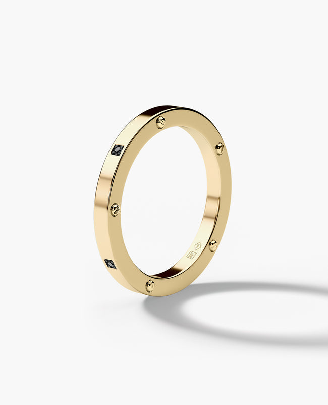 NORSE Gold Ring with 0.05ct Black Diamonds - 2.5mm