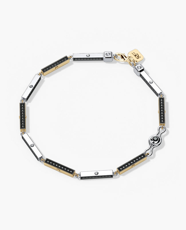 BAR CHAIN Two-Tone Bracelet with Black Diamonds