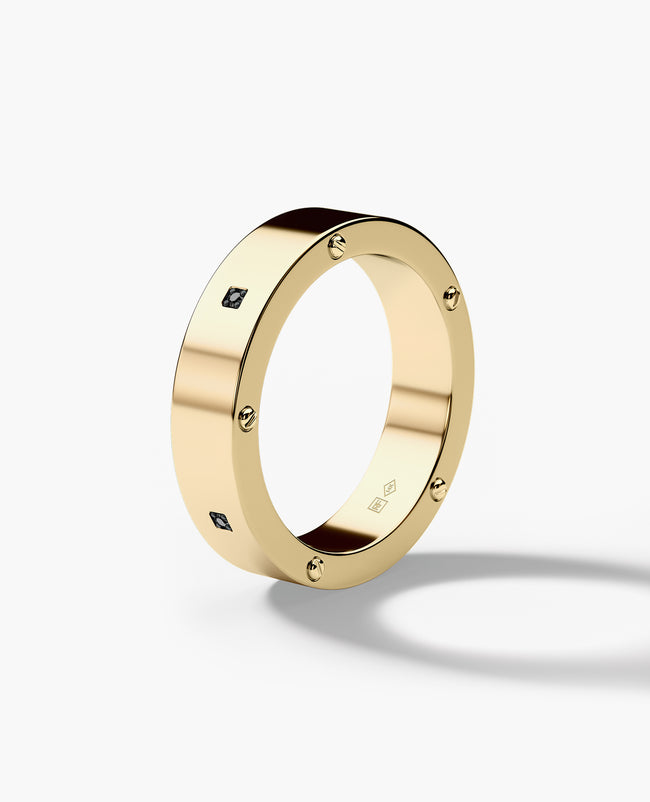 NORSE Gold Ring with 0.05ct Black Diamonds - 5.5mm