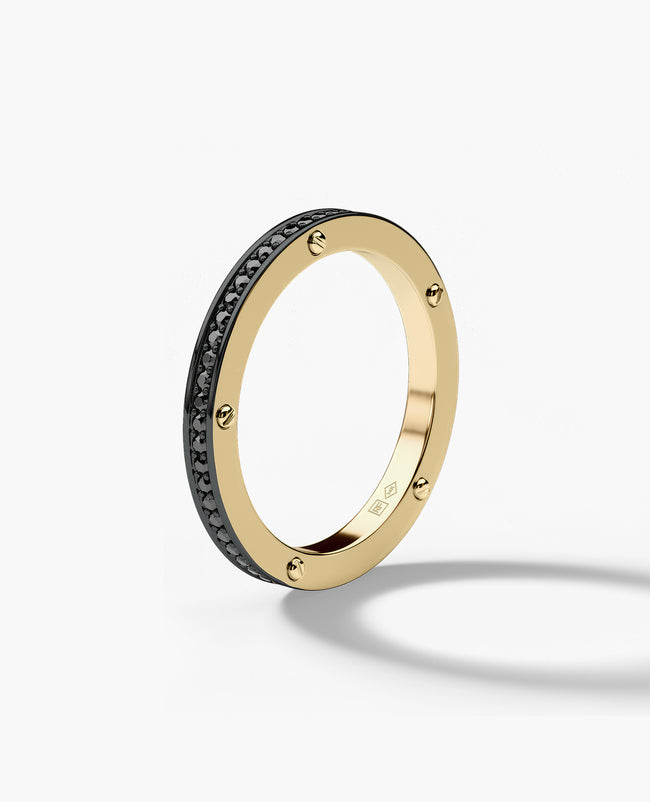 NORSE Gold Ring with 0.55ct Black Diamonds - 2.5mm