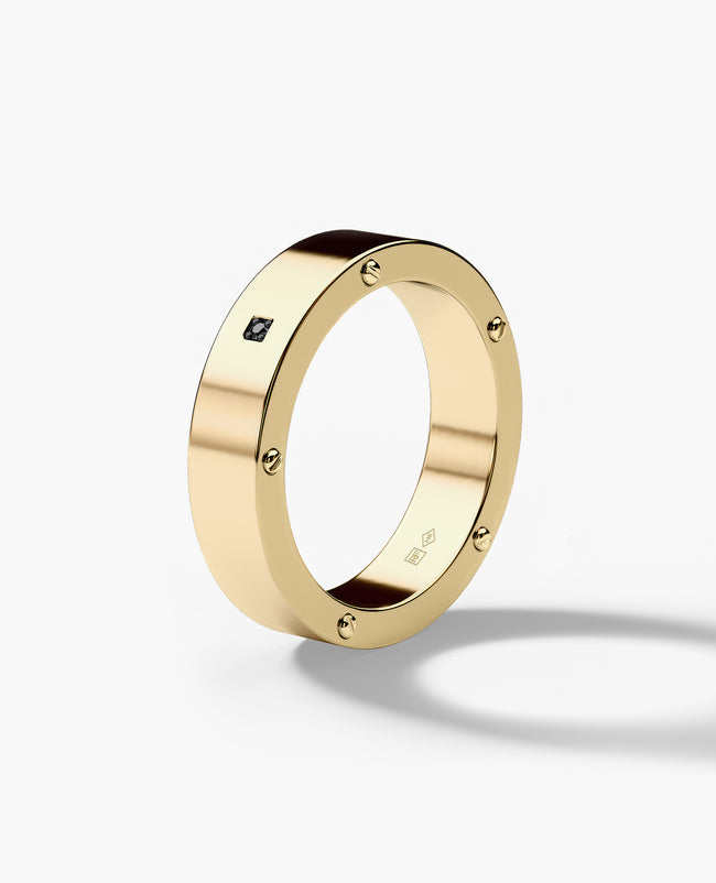 NORSE Gold Ring with Black Diamond - 5.5mm