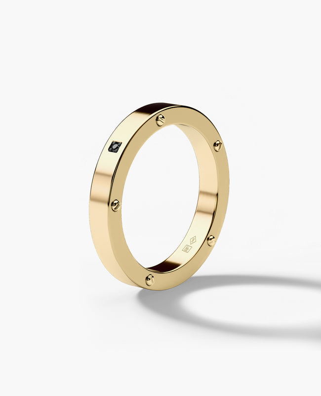 NORSE Gold Ring with Black Diamond - 3.5mm