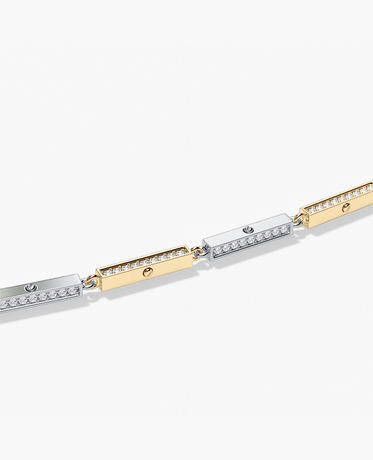 BAR CHAIN Two-Tone Necklace with Diamonds