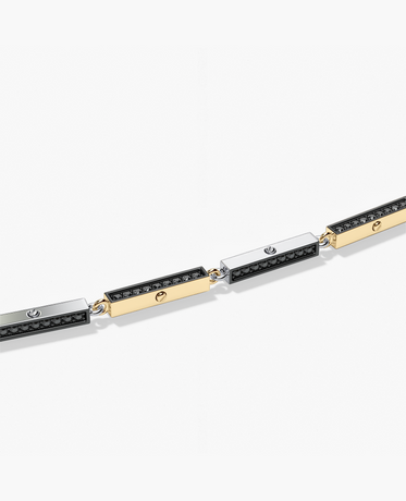 BAR CHAIN Two-Tone Necklace with Black Diamonds