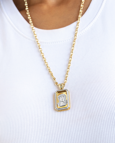 JESUS DOG TAG Pendant in Gold with 0.45ct Diamonds