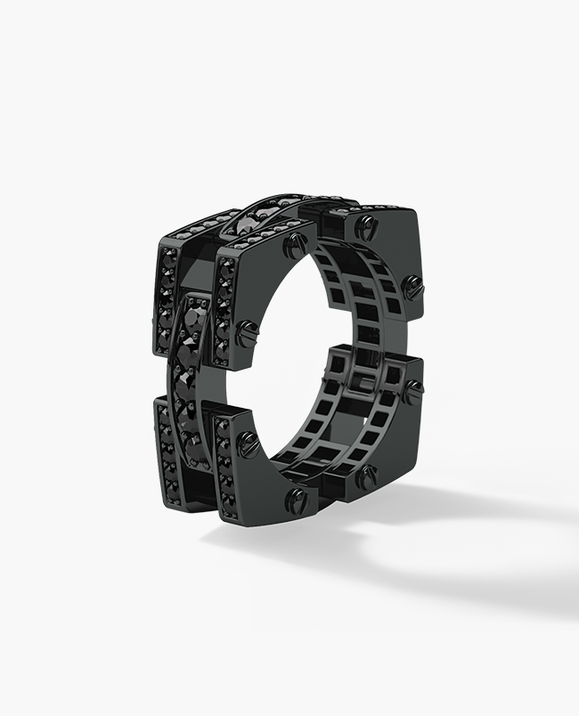 Ready to Ship - BINGHAM 18k EverBlak Gold Square Ring with 2.15ct Black Diamonds