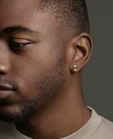 NORTHSTAR Gold Single Stud Earring with 0.09ct Black Diamonds