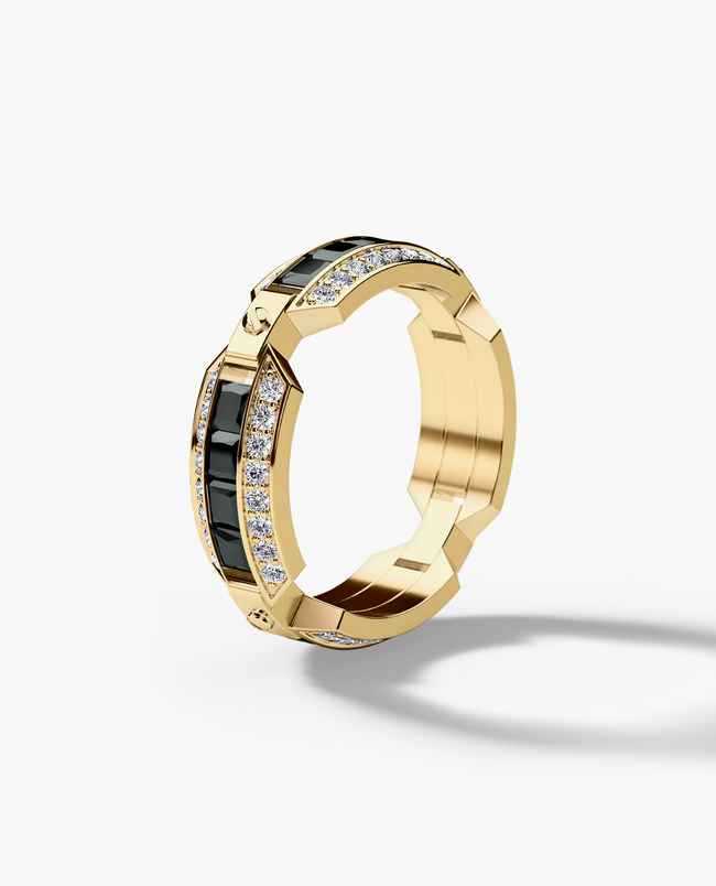EMINENCE Gold Ring with 2.25ct Black & White Diamonds
